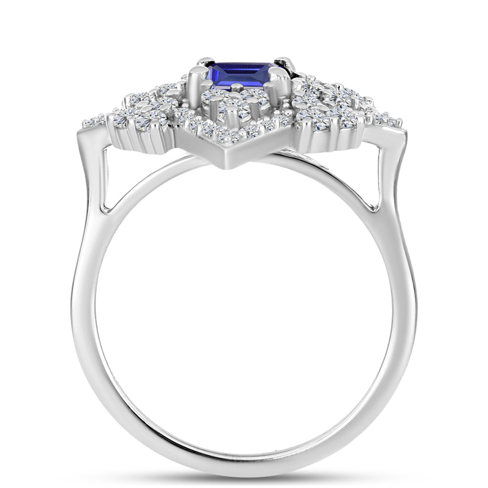 Inel din Argint 925 ( 3.7 grame ) cu Tanzanit și Topaz Alb 1.64 Carate