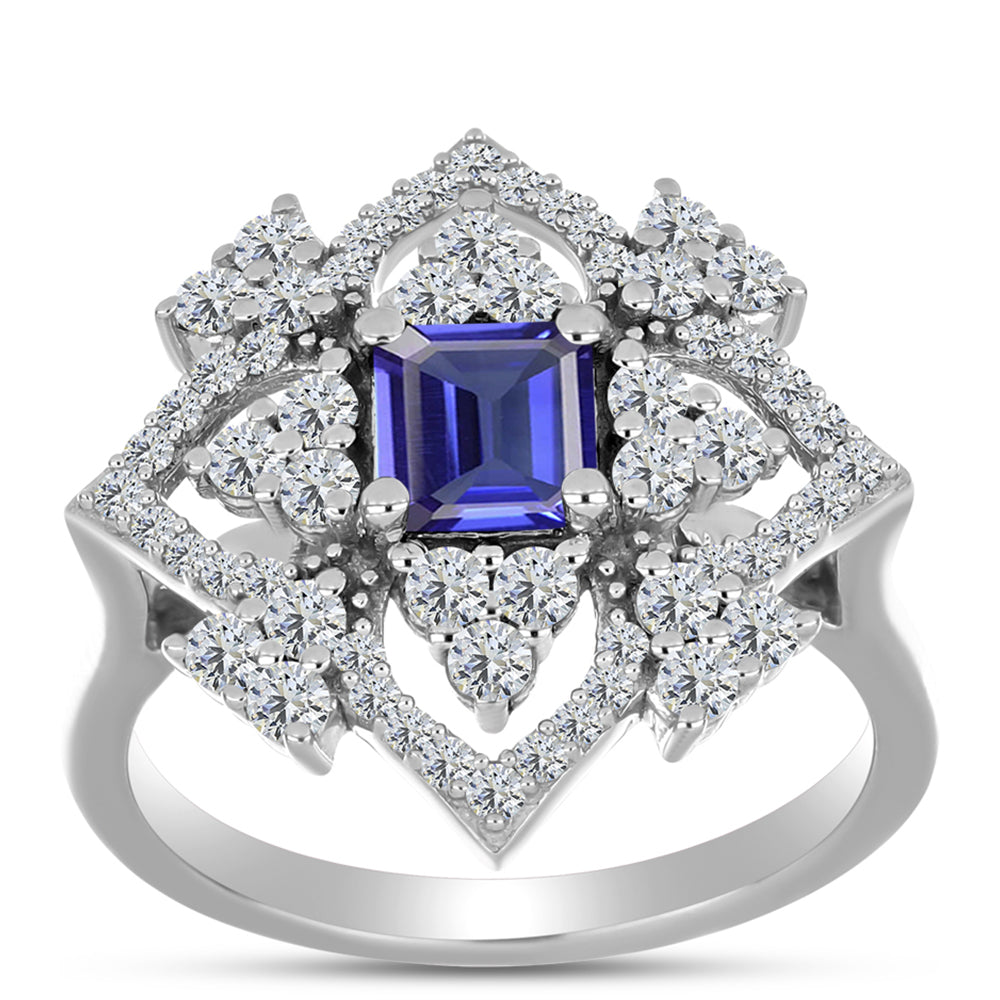 Inel din Argint 925 ( 3.7 grame ) cu Tanzanit și Topaz Alb 1.64 Carate 3 