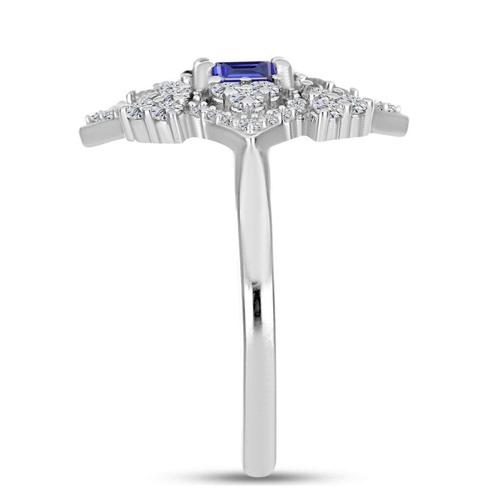 Inel din Argint 925 ( 3.7 grame ) cu Tanzanit și Topaz Alb 1.64 Carate 4 