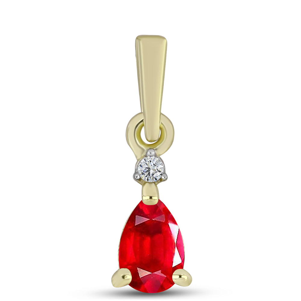 Pandantiv din Argint 925 Placat cu Aur ( 0.42 grame ) cu Agat Roșu și Topaz Alb 0.35 Carate 1 