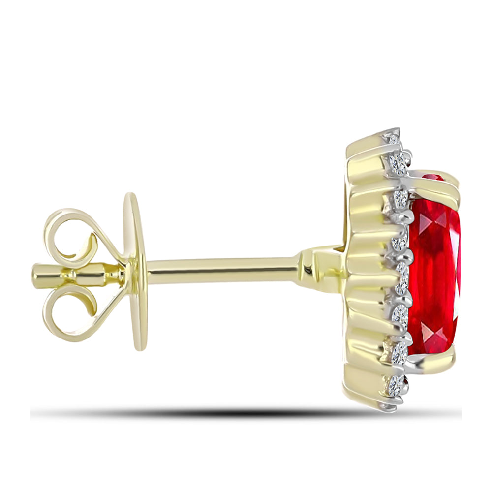Cercei din Argint 925 Placat cu Aur ( 2.66 grame ) cu Agat Roșu și Topaz Alb 2.27 Carate 2 