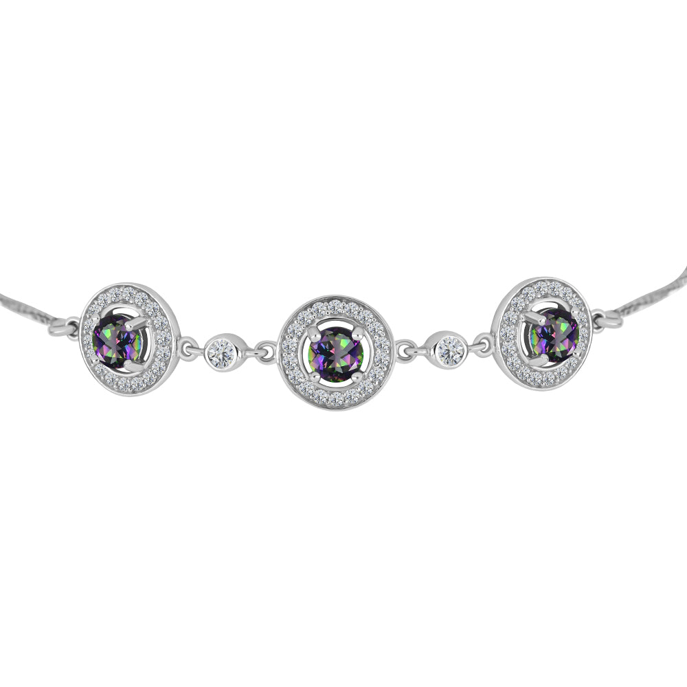 Brățară din Argint 925 ( 4.84 grame ) cu Topaz Mistic și Topaz Alb 2.16 Carate 2 