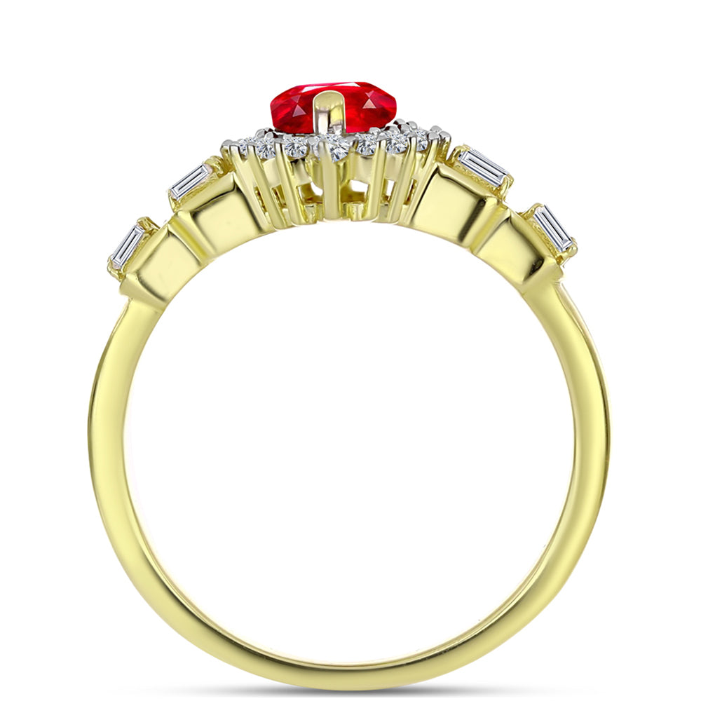 Inel din Argint 925 Placat cu Aur ( 3.47 grame ) cu Agat Roșu și Zircon Alb 1.55 Carate