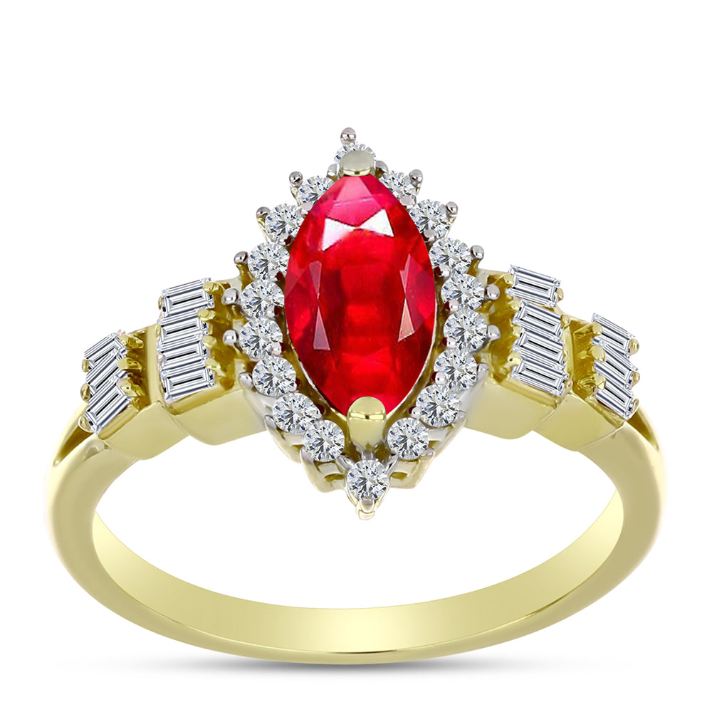 Inel din Argint 925 Placat cu Aur ( 3.47 grame ) cu Agat Roșu și Zircon Alb 1.55 Carate 3 