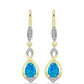 Cercei din Argint 925 Placat cu Aur ( 4.17 grame ) cu Opal Albastru Etiopian Paraiba și Topaz Alb 1.05 Carate