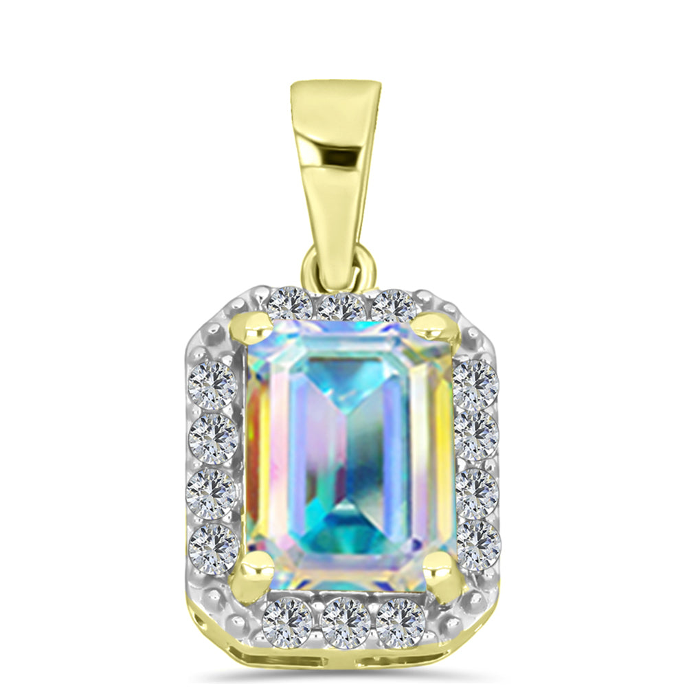 Pandantiv din Argint 925 Placat cu Aur ( 1.15 grame ) cu Moissanit de Gheață și Topaz Alb 1.86 Carate 1 