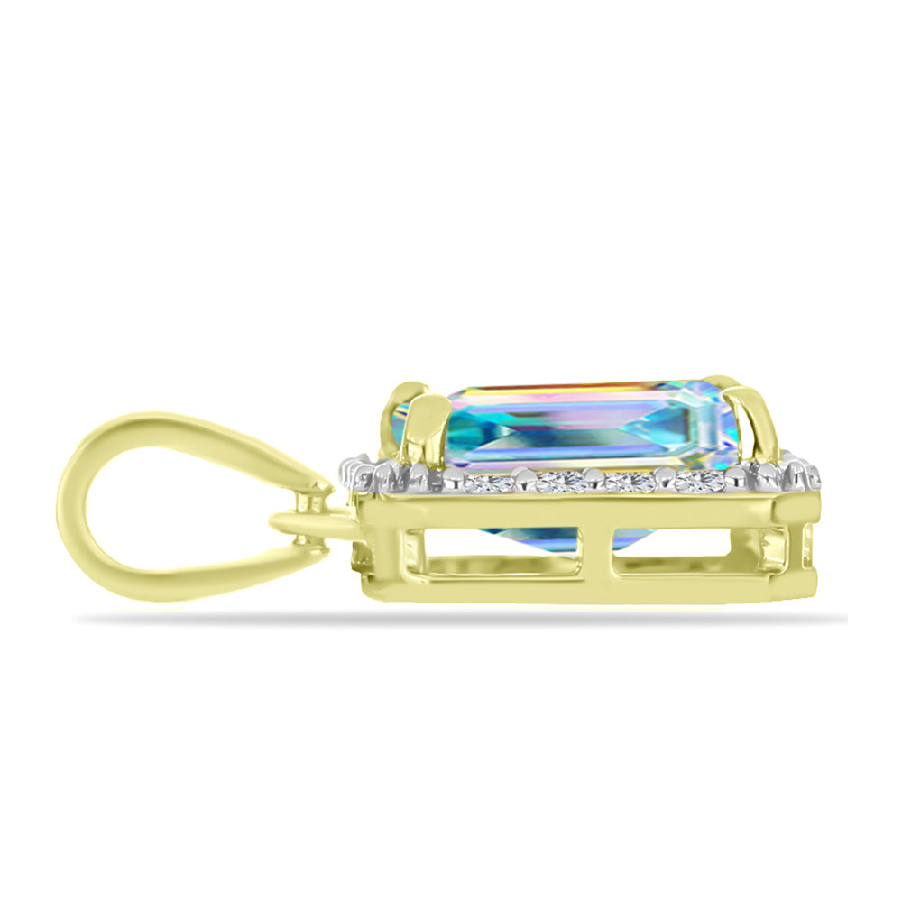 Pandantiv din Argint 925 Placat cu Aur ( 1.15 grame ) cu Moissanit de Gheață și Topaz Alb 1.86 Carate