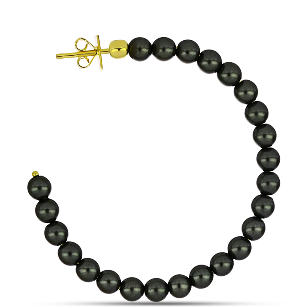 Cercei din Argint 925 Placat cu Aur ( 1.8 grame ) cu Perlă De apă Dulce cu Efect "Verde Tahitian" 20.88 Carate