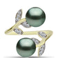 Inel din Argint 925 Placat cu Aur ( 3.3 grame ) cu Perlă De apă Dulce cu Efect "Verde Tahitian" și Topaz Alb 4.46 Carate