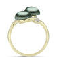 Inel din Argint 925 Placat cu Aur ( 3.3 grame ) cu Perlă De apă Dulce cu Efect "Verde Tahitian" și Topaz Alb 4.46 Carate