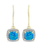 Cercei din Argint 925 Placat cu Aur ( 2.25 grame ) cu Opal Albastru Etiopian Paraiba și Topaz Alb 1.4 Carate