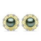 Cercei din Argint 925 Placat cu Aur ( 6.26 grame ) cu Perlă De apă Dulce cu Efect "Verde Tahitian" și Topaz Alb 4.45 Carate