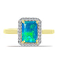 Inel din Argint 925 Placat cu Aur ( 2.37 grame ) cu Opal Albastru Etiopian Paraiba și Topaz Alb 1.06 Carate