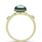 Inel din Argint 925 Placat cu Aur ( 2.86 grame ) cu Perlă De apă Dulce cu Efect "Verde Tahitian" și Topaz Alb 2.19 Carate