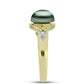 Inel din Argint 925 Placat cu Aur ( 2.86 grame ) cu Perlă De apă Dulce cu Efect "Verde Tahitian" și Topaz Alb 2.19 Carate