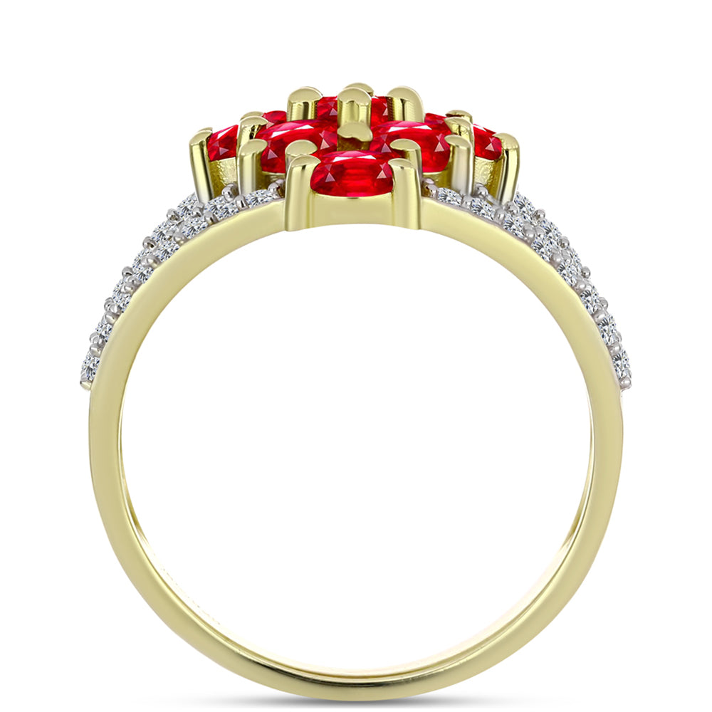 Inel din Argint 925 Placat cu Aur ( 4.98 grame ) cu Agat Roșu și Topaz Alb 2.7 Carate