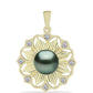 Pandantiv din Argint 925 Placat cu Aur ( 2.94 grame ) cu Perlă De apă Dulce cu Efect "Verde Tahitian" și Topaz Alb 2.33 Carate