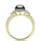 Inel din Argint 925 Placat cu Aur ( 3.82 grame ) cu Perlă De apă Dulce cu Efect "Verde Tahitian" și Topaz Alb 2.56 Carate