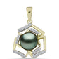 Pandantiv din Argint 925 Placat cu Aur ( 2.3 grame ) cu Perlă De apă Dulce cu Efect "Verde Tahitian" și Topaz Alb 2.39 Carate