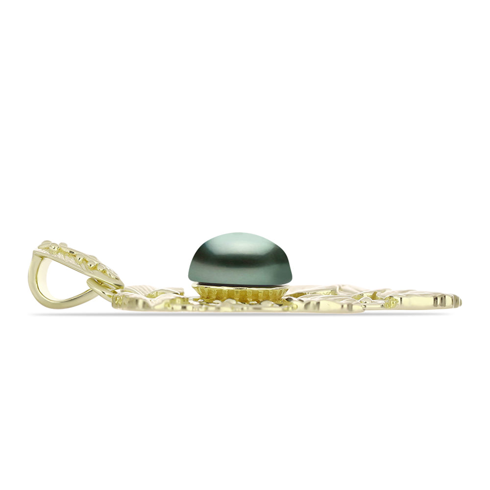 Pandantiv din Argint 925 Placat cu Aur ( 4.33 grame ) cu Perlă De apă Dulce cu Efect "Verde Tahitian" 2.18 Carate
