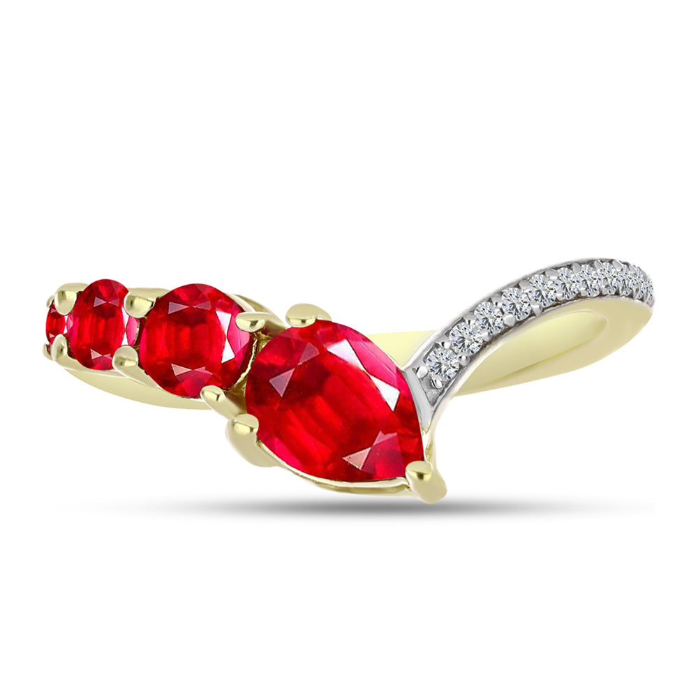 Inel din Argint 925 Placat cu Aur ( 2.31 grame ) cu Agat Roșu și Topaz Alb 0.99 Carate