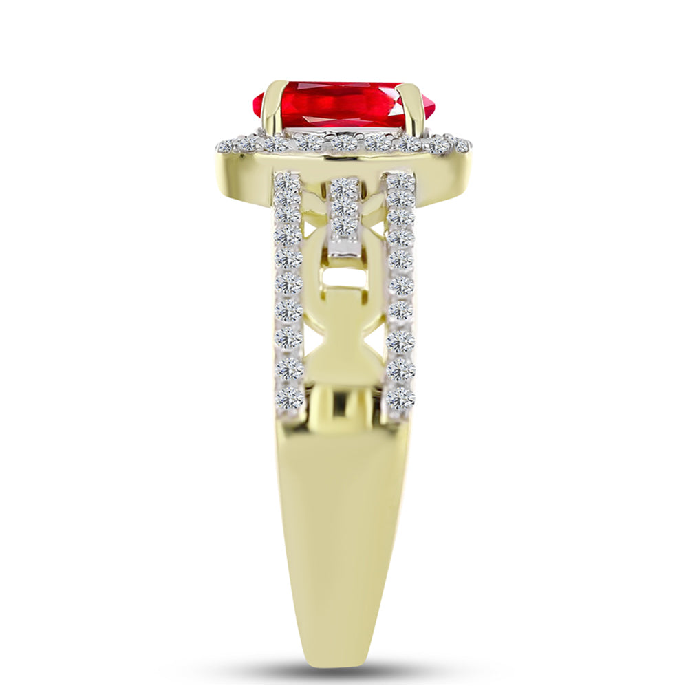Inel din Argint 925 Placat cu Aur ( 4.34 grame ) cu Agat Roșu și Topaz Alb 1.55 Carate