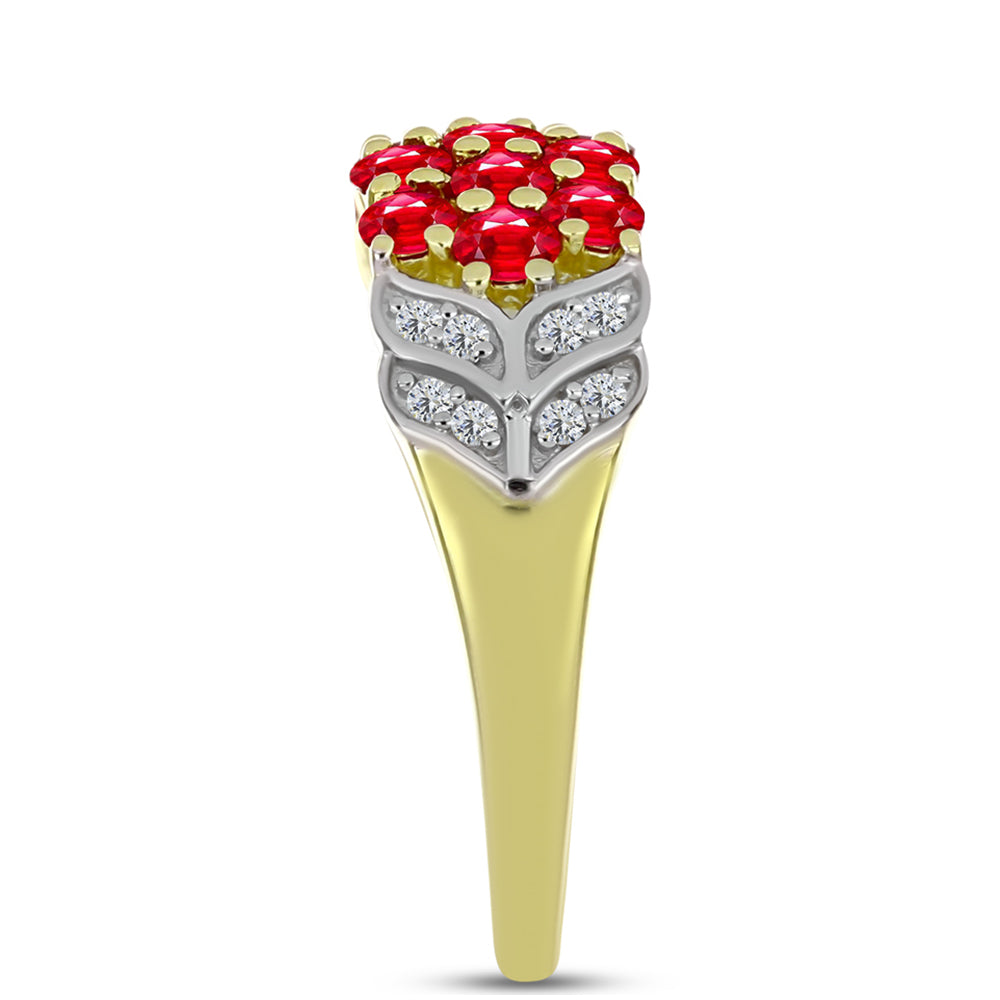Inel din Argint 925 Placat cu Aur ( 3.44 grame ) cu Agat Roșu și Topaz Alb 1.27 Carate