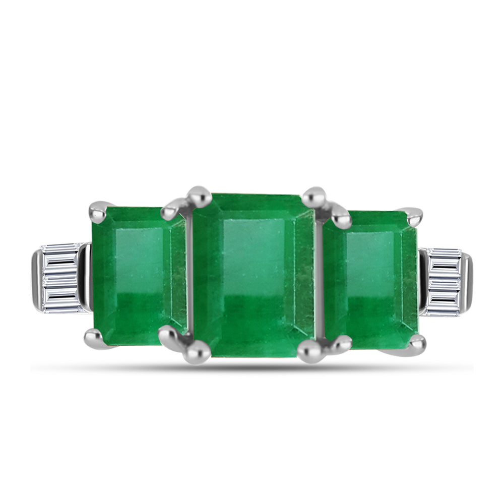 Inel din Argint 925 ( 2.28 grame ) cu Smarald Brazilian și Zircon Alb 2.37 Carate