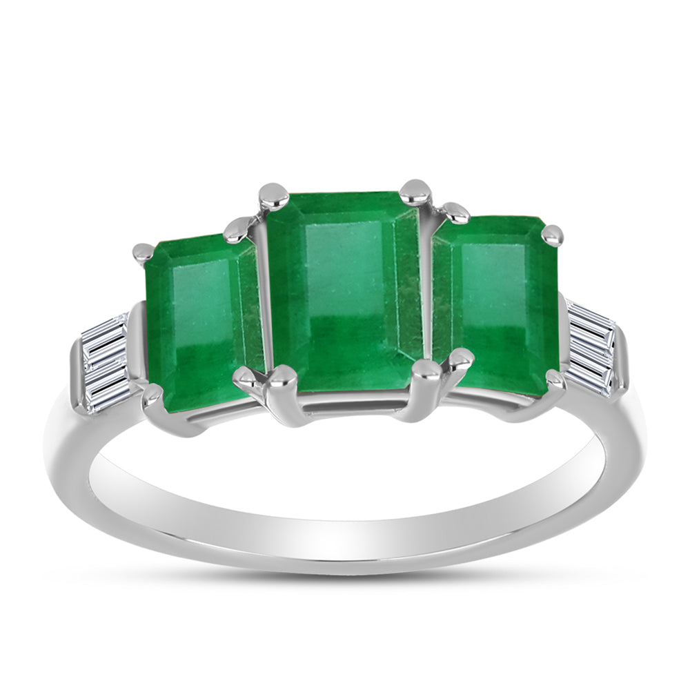 Inel din Argint 925 ( 2.28 grame ) cu Smarald Brazilian și Zircon Alb 2.37 Carate