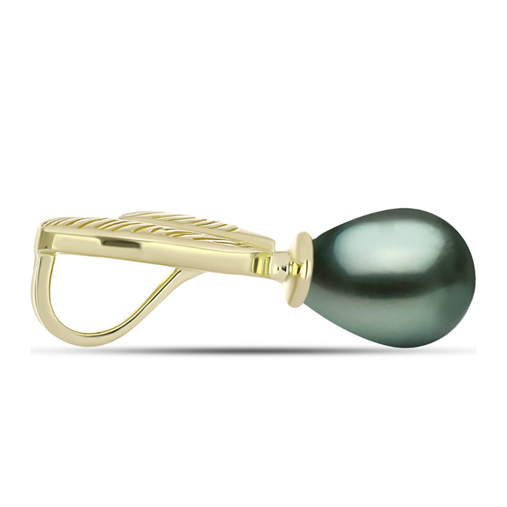 Pandantiv din Argint 925 Placat cu Aur ( 2.58 grame ) cu Perlă De apă Dulce cu Efect "Verde Tahitian" 5 Carate