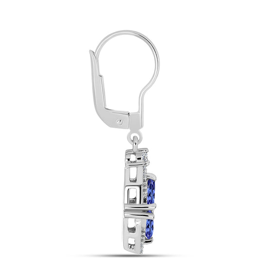 Cercei din Argint 925 ( 2.76 grame ) cu Tanzanit și Topaz Alb 1.29 Carate