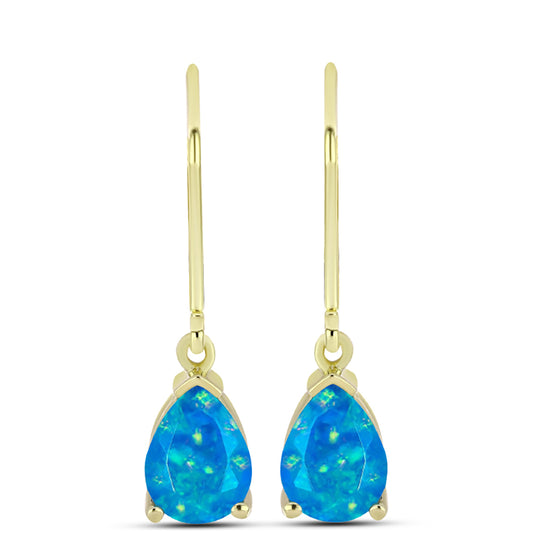 Cercei din Argint 925 Placat cu Aur ( 1.68 grame ) cu Opal Albastru Etiopian Paraiba 1.3 Carate