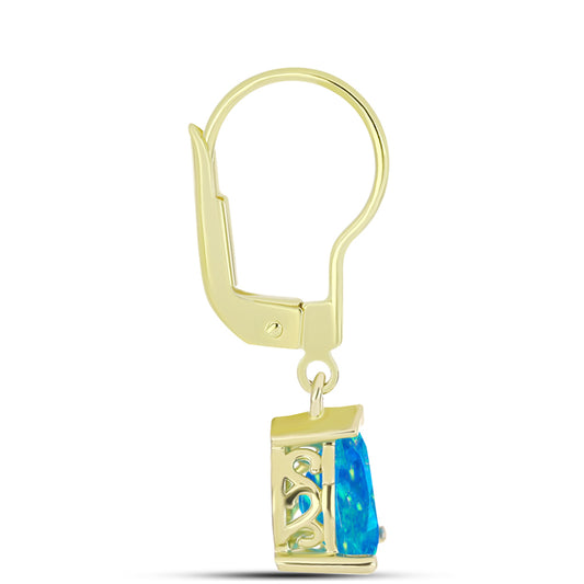 Cercei din Argint 925 Placat cu Aur ( 1.68 grame ) cu Opal Albastru Etiopian Paraiba 1.3 Carate