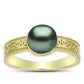 Inel din Argint 925 Placat cu Aur ( 3.51 grame ) cu Perlă De apă Dulce cu Efect "Verde Tahitian" 2.13 Carate