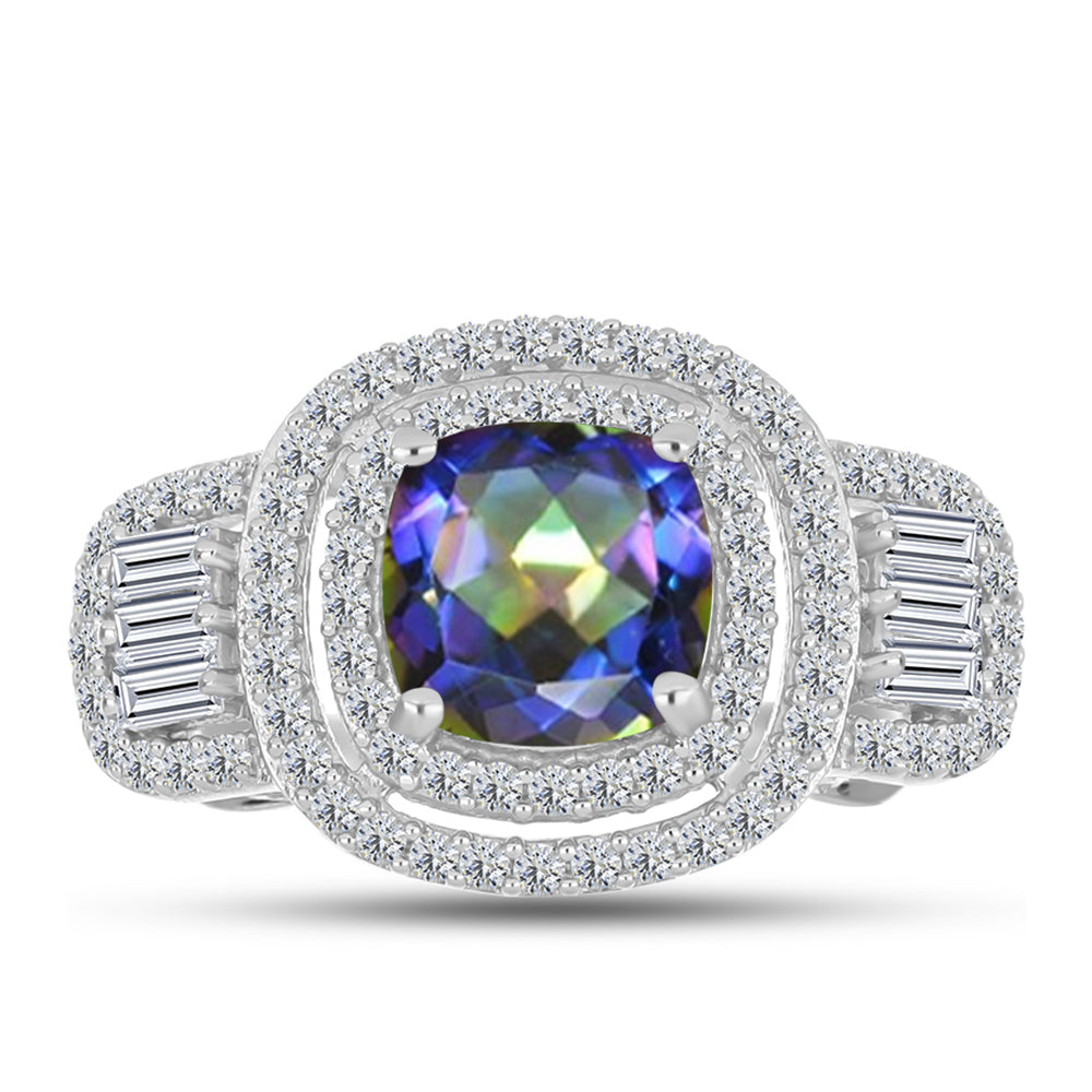 Inel din Argint 925 ( 4.06 grame ) cu Topaz Mistic și Zircon Alb 3.18 Carate