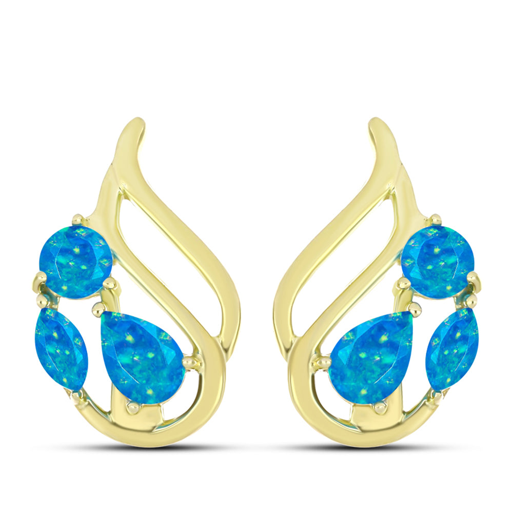 Cercei din Argint 925 Placat cu Aur ( 3.68 grame ) cu Opal Albastru Etiopian Paraiba 0.97 Carate