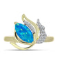 Inel din Argint 925 Placat cu Aur ( 2.54 grame ) cu Opal Albastru Etiopian Paraiba și Topaz Alb 0.75 Carate