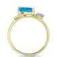 Inel din Argint 925 Placat cu Aur ( 2.54 grame ) cu Opal Albastru Etiopian Paraiba și Topaz Alb 0.75 Carate