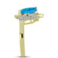 Inel din Argint 925 Placat cu Aur ( 2.54 grame ) cu Opal Albastru Etiopian Paraiba și Topaz Alb 0.75 Carate