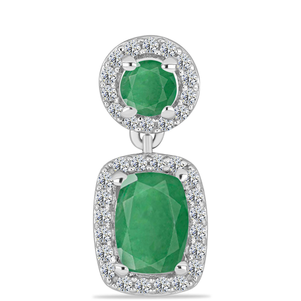 Pandantiv din Argint 925 ( 1.69 grame ) cu Smarald Brazilian și Topaz Alb 1.21 Carate