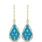 Cercei din Argint 925 Placat cu Aur ( 3.61 grame ) cu Opal Albastru Etiopian Paraiba și Topaz Alb 1.58 Carate