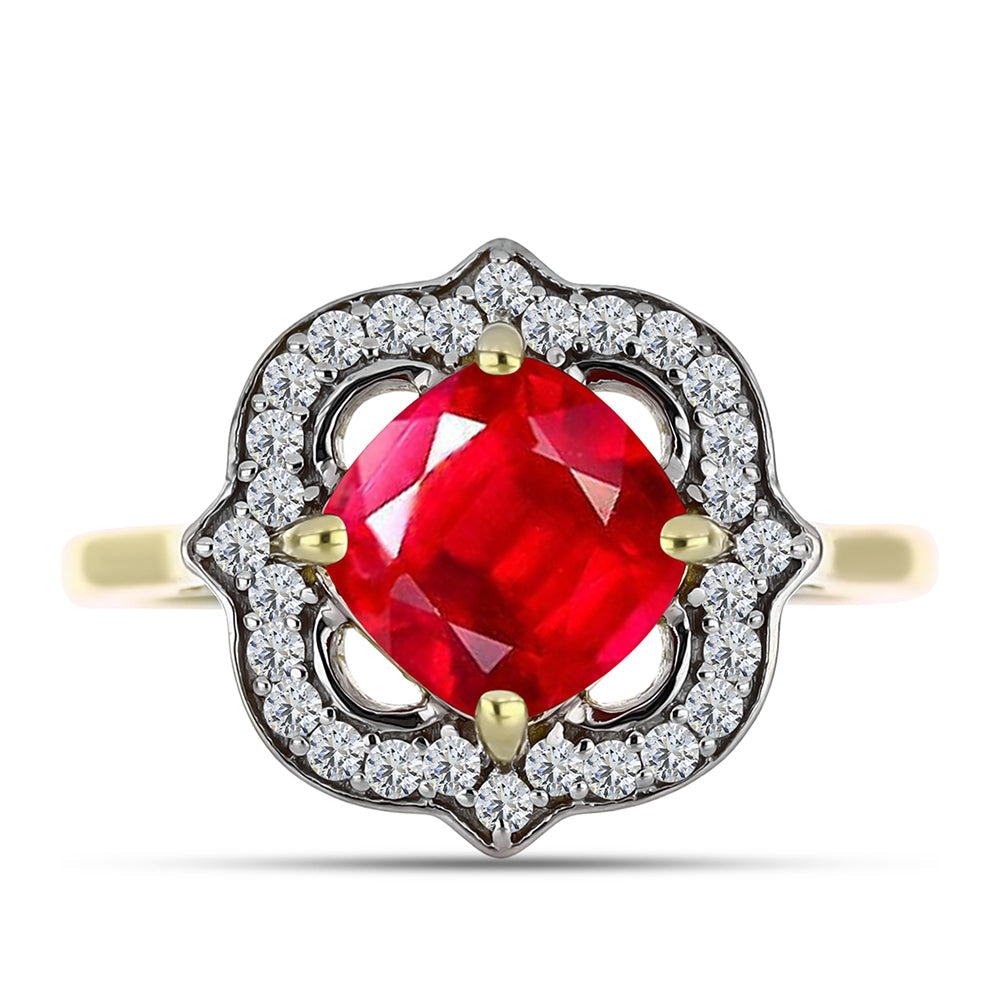 Inel din Argint 925 Placat cu Aur ( 3.13 grame ) cu Agat Roșu și Topaz Alb 2.6 Carate 1 