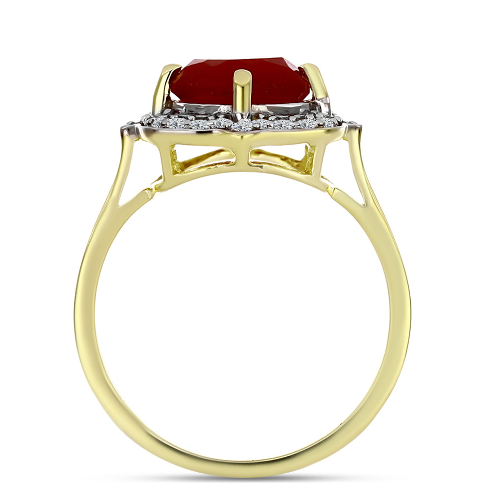 Inel din Argint 925 Placat cu Aur ( 3.13 grame ) cu Agat Roșu și Topaz Alb 2.6 Carate