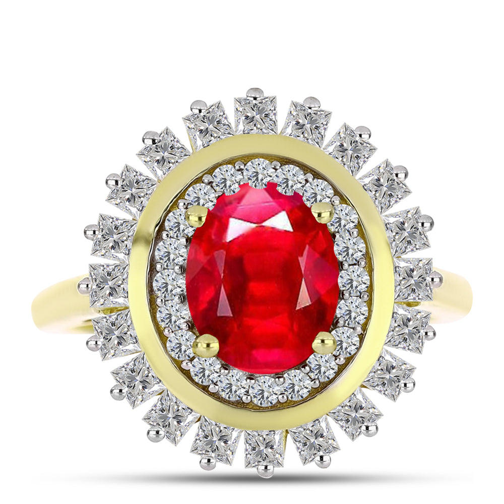 Inel din Argint 925 Placat cu Aur ( 4.44 grame ) cu Agat Roșu și Topaz Alb 2.7 Carate 1 