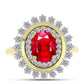 Inel din Argint 925 Placat cu Aur ( 4.44 grame ) cu Agat Roșu și Topaz Alb 2.7 Carate