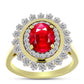 Inel din Argint 925 Placat cu Aur ( 4.44 grame ) cu Agat Roșu și Topaz Alb 2.7 Carate