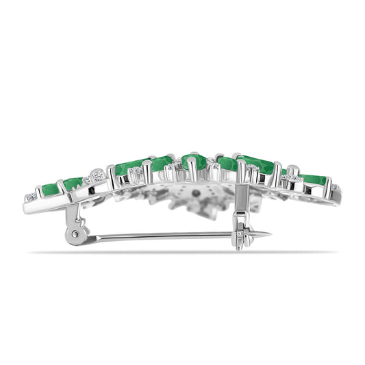 Broşă din Argint 925 ( 8.06 grame ) cu Smarald Brazilian și Topaz Alb 5.18 Carate