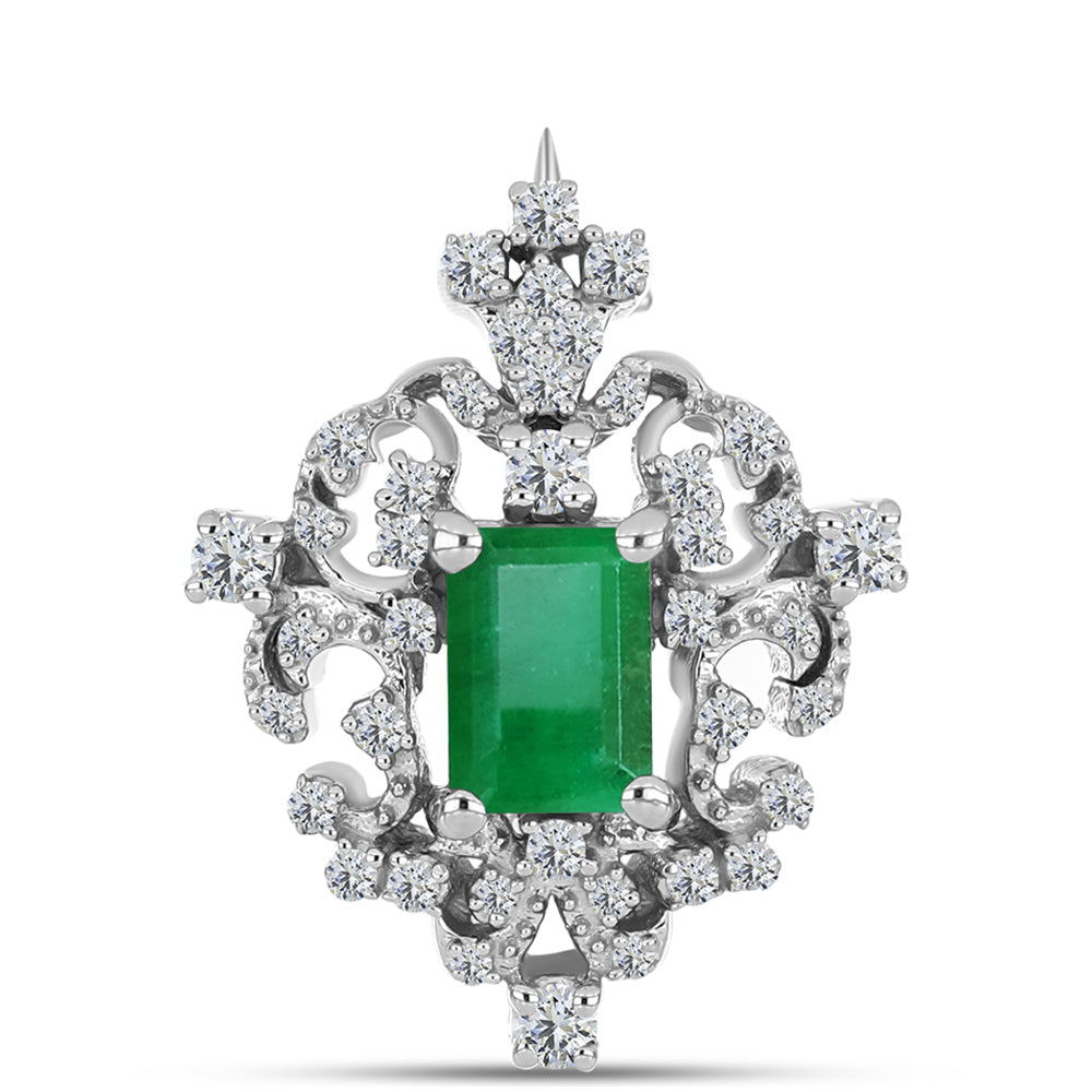 Broşă din Argint 925 ( 2.99 grame ) cu Smarald Brazilian și Topaz Alb 1.53 Carate