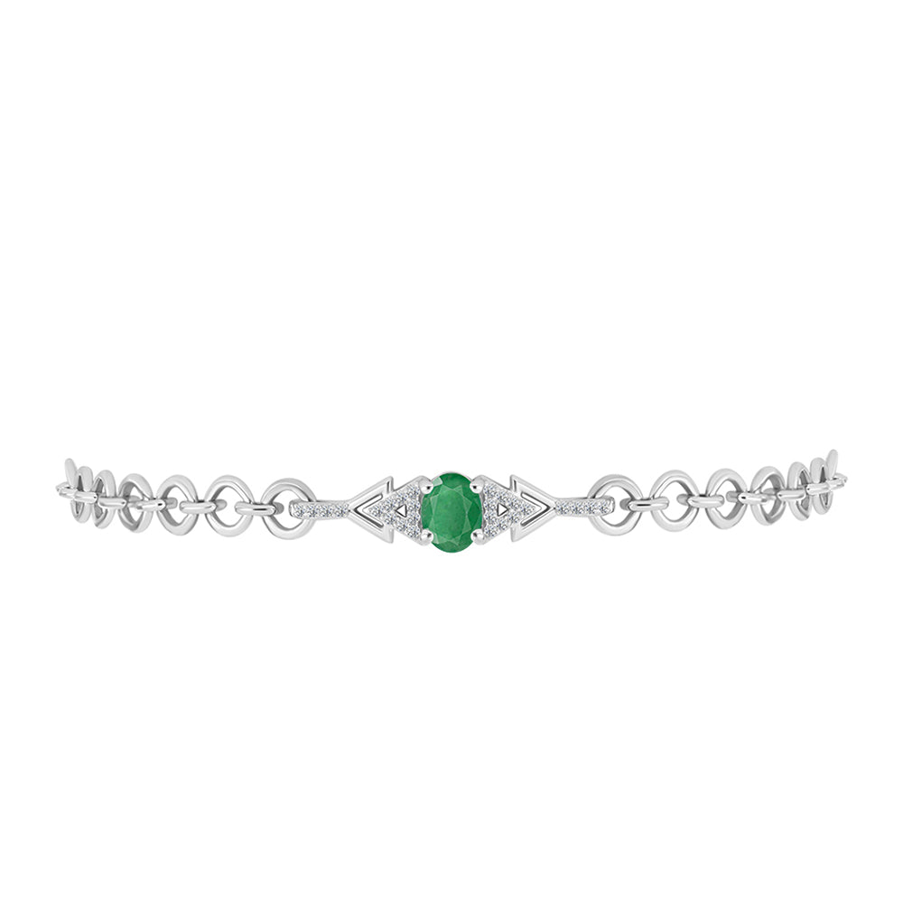 Brățară din Argint 925 ( 5.61 grame ) cu Smarald Brazilian și Topaz Alb 0.98 Carate