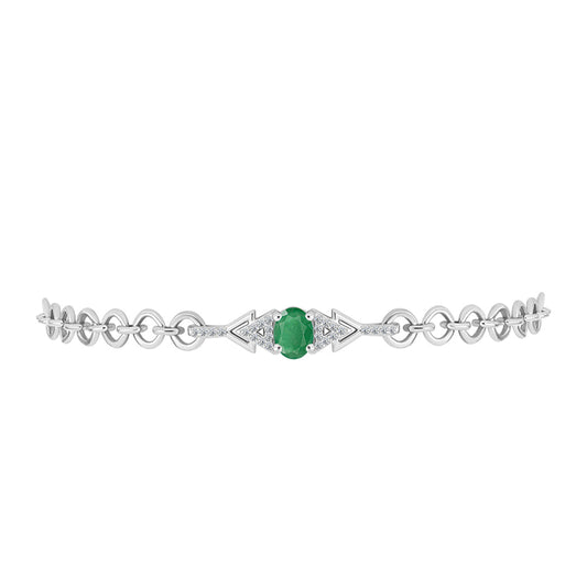 Brățară din Argint 925 ( 5.61 grame ) cu Smarald Brazilian și Topaz Alb 0.98 Carate
